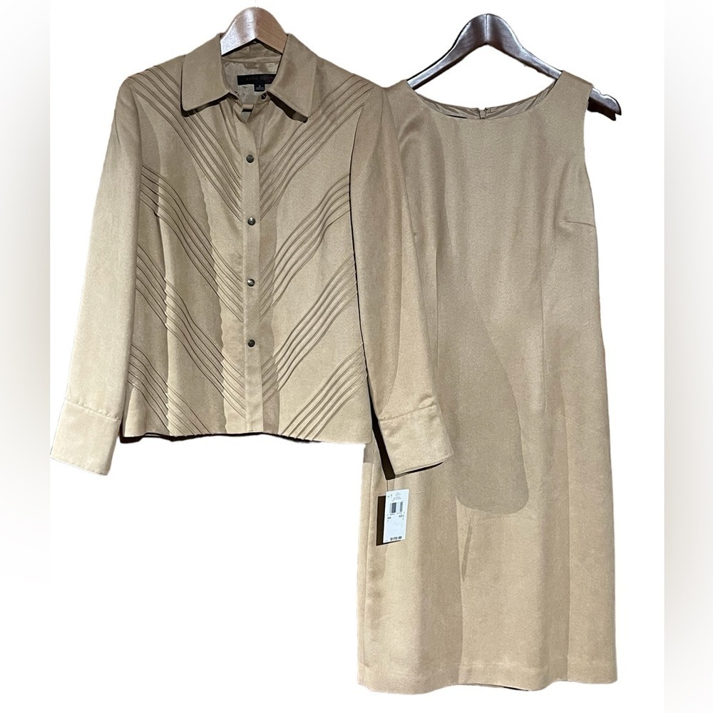 Sueded Sleeveless Sheath Dress with Matching Jacket Boho Chic Luxury Western